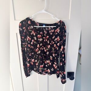 Old Navy Black Floral Blouse